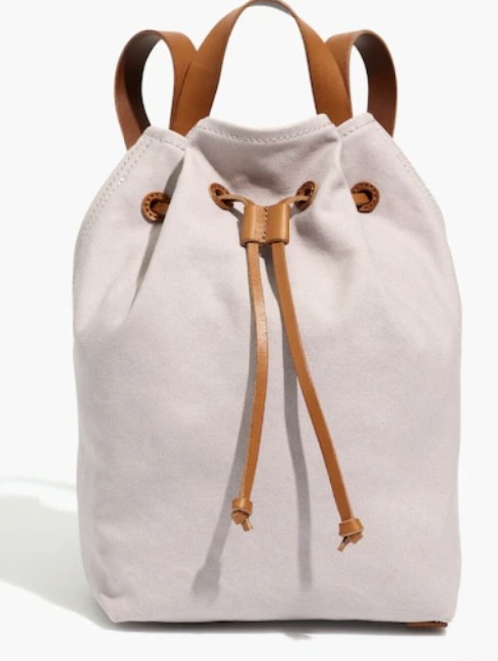 Madewell Canvas Somerset Drawstring Backpack with Tan Leather Trim